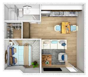 1 bed, 1 bath, 565 sqft, $1,099