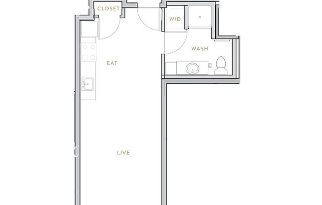 Studio, 1 bath, 426 sqft, $1,490, Unit 606