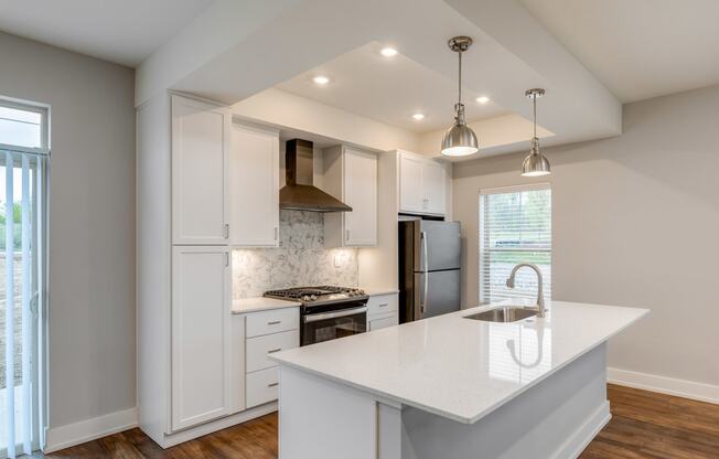 Kitchen at the Quarry Apartments in DeWitt Michigan