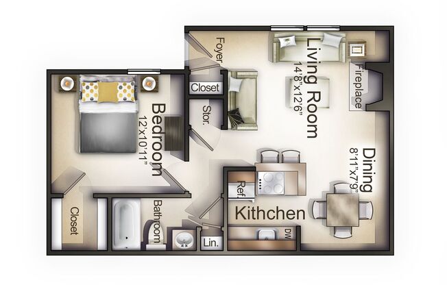 1 bed, 1 bath, 635 sqft, $1,235, Unit 5841-16