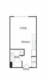 Studio, 1 bath, 441 sqft, $1,548