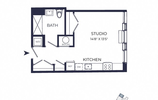 Studio, 1 bath, 496 sqft, $3,300