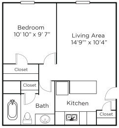 1 bed, 1 bath, 470 sqft, $1,090