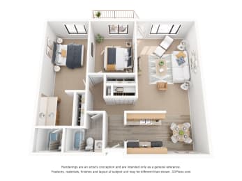 2 beds, 2 baths, 1,040 sqft, $1,575