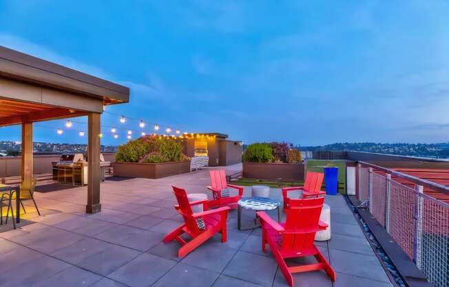 Ballard Lofts Outdoors Open Air Party Patio with Fire Pits and Seating Areas