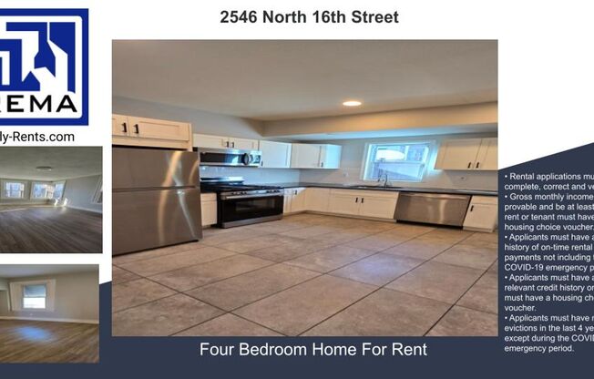 Renovated N 16th St 4BR   **VOUCHERS OK** (FULL AD COMING SOON)