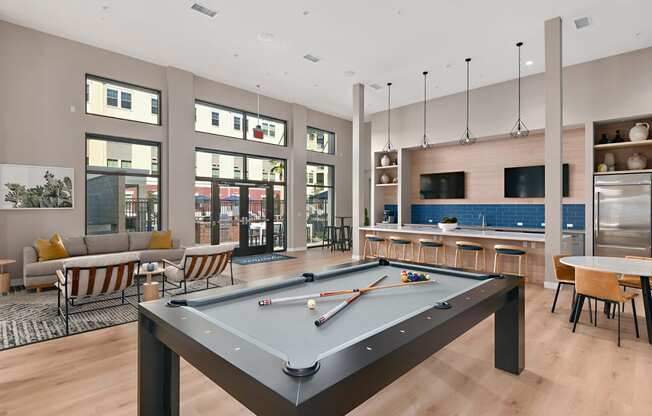 Club Room with Billiards at The Huntington Luxury Apartments in Duarte CA
