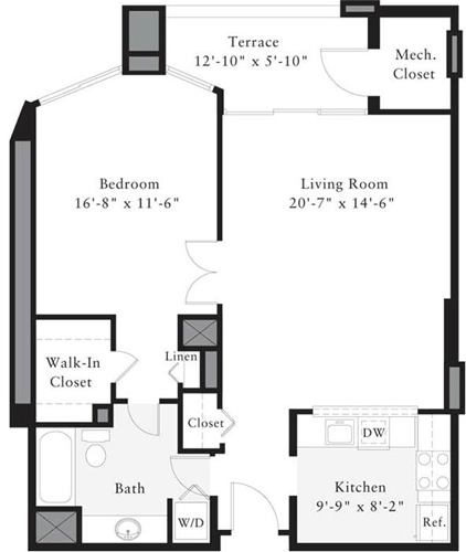 1 bed, 1 bath, 674 sqft, $2,462