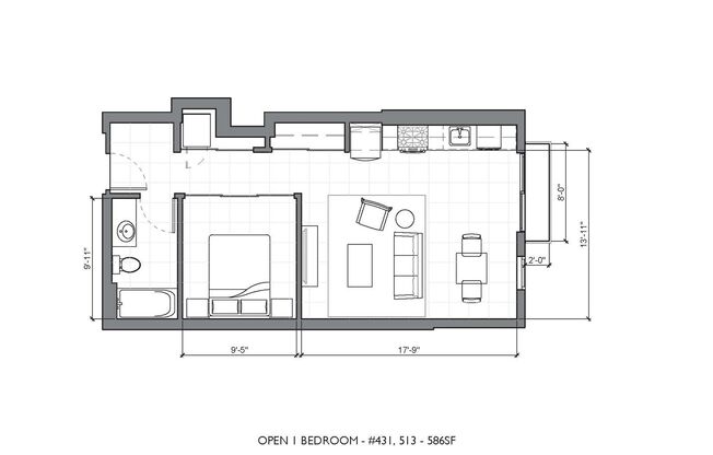 1 bed, 1 bath, 603 sqft, $2,250, Unit 413