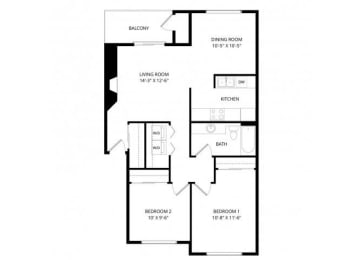 2 beds, 1 bath, 875 sqft, $2,092