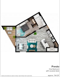 1 bed, 1 bath, 744 sqft, $1,235