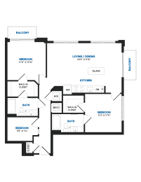 2 beds, 2 baths, 1,118 sqft, $3,411