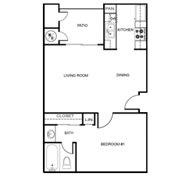 1 bed, 1 bath, 588 sqft, $2,438