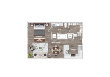 Studio, 1 bath, 635 sqft, $1,464