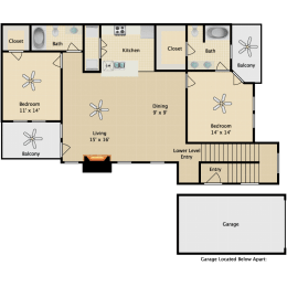 2 beds, 2 baths, 1,340 sqft, $2,092