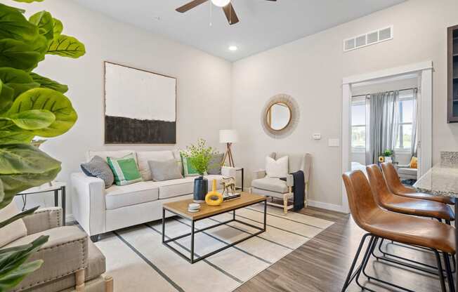 Spacious Living Area With Wood-Style Flooring