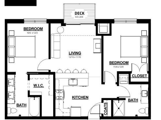 2 beds, 2 baths, 860 sqft, $1,615