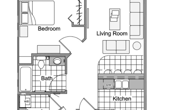 1 bed, 1 bath, 598 sqft, $1,005