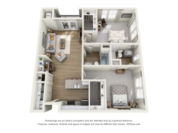 2 beds, 2 baths, 1,090 sqft, $1,654