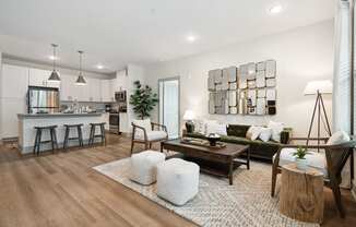 a living room with a couch and a table