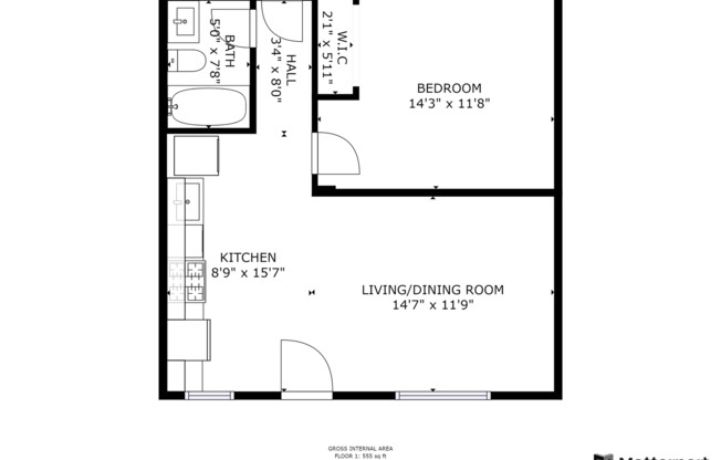 1 bed, 1 bath, 600 sqft, $1,290, Unit 1017-A