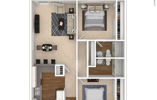 2 beds, 2 baths, 1,154 sqft, $2,612