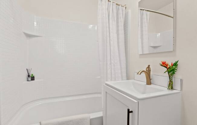 a bathroom with a sink and a bathtub