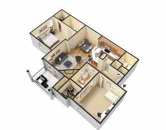 2 beds, 2 baths, 1,225 sqft, $1,744