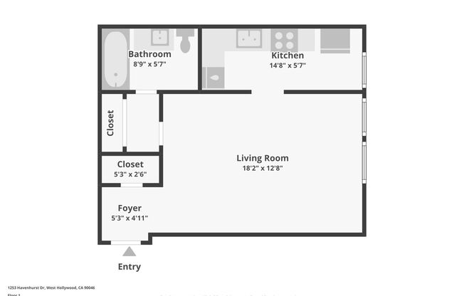 Studio, 1 bath, 615 sqft, $1,848, Unit 118