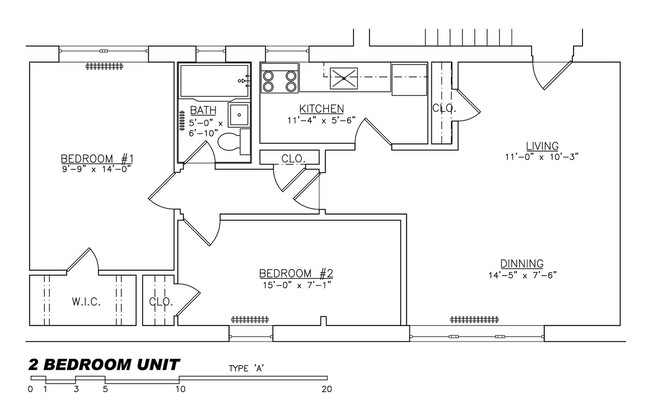 2 beds, 1 bath, $1,795, Unit 411C