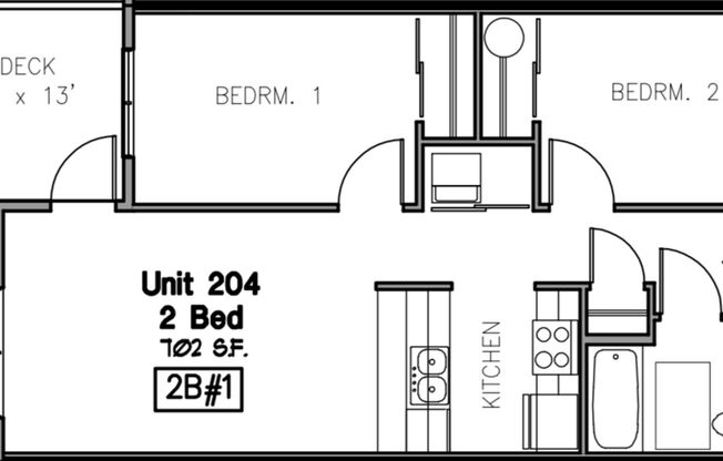 1 bed, 1 bath, 585 sqft, $1,700, Unit 204