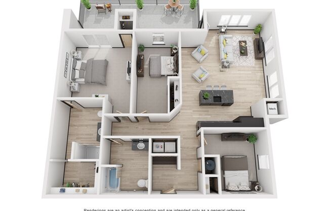 3 beds, 2 baths, 1,564 sqft, $1,995, Unit 109
