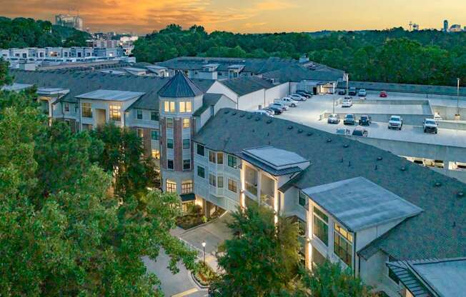 an aerial view of a building in a city at sunset at The Hendrix, Georgia