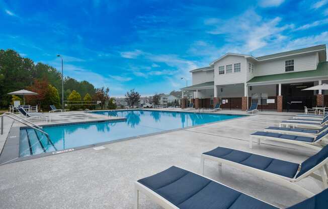 our apartments have a large pool and lounge chairs