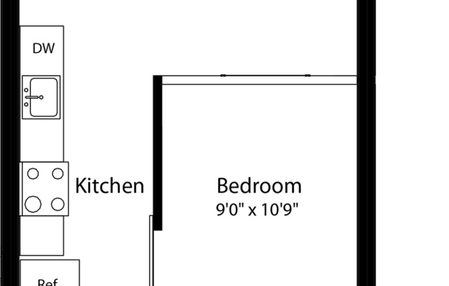 1 bed, 1 bath, 527 sqft, $2,172, Unit 434