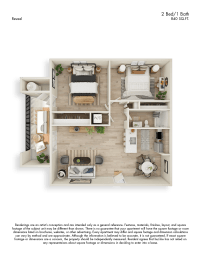 2 beds, 1 bath, 840 sqft, $1,531