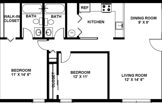2 beds, 2 baths, 950 sqft, $1,684