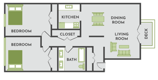 2 beds, 1 bath, 924 sqft, $930