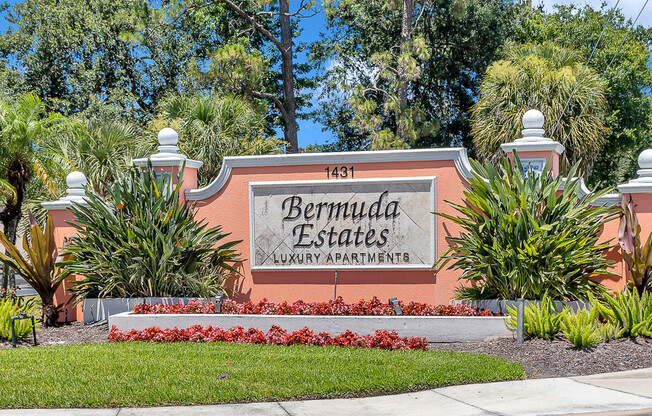 Entrance Sign at Bermuda Estates Apartments in Ormond Beach, FL