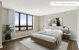 Galtier Towers Apartments in Downtown St. Paul Bedroom, Wood Flooring Available in Select Homes