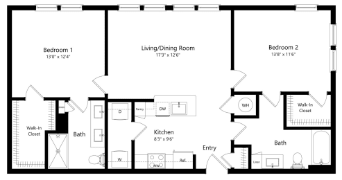 2 beds, 2 baths, 1,087 sqft, $2,728