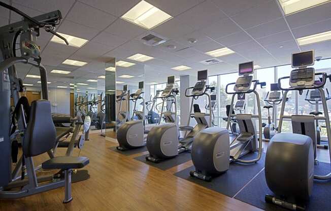 a gym full of exercise equipment