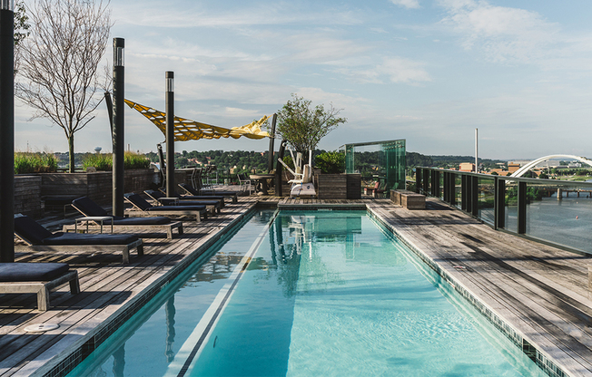 Rooftop lap pool overlooking the Yards and the Anacostia River