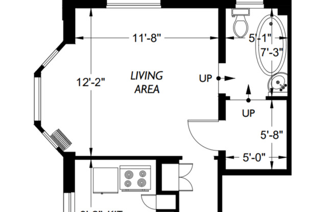 Studio, 1 bath, 350 sqft, $1,199