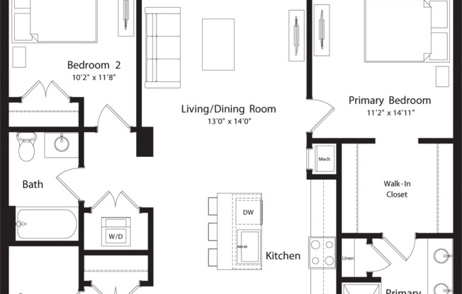 2 beds, 2 baths, 1,077 sqft, $3,300, Unit 236