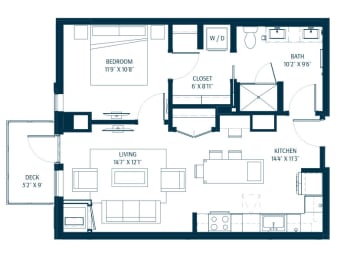 1 bed, 1 bath, 717 sqft, $2,040
