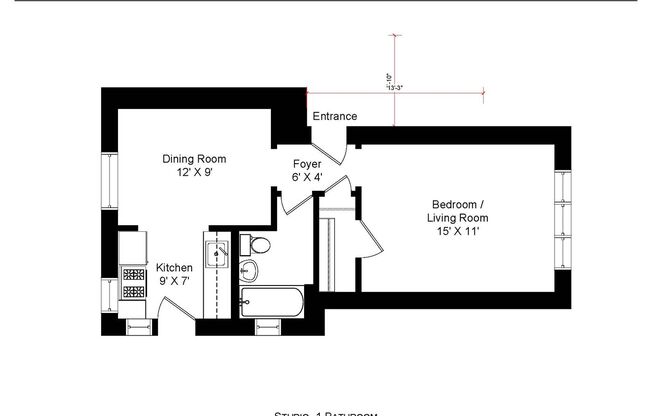 Studio, 1 bath, 520 sqft, $1,735, Unit 638-53
