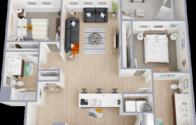 2 beds, 2 baths, 973 sqft, $1,245