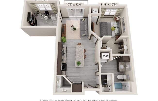 1 bed, 1 bath, $1,670, Unit APT. D318