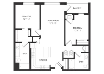 2 beds, 2 baths, 1,141 sqft, $1,905